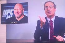 A screen shot of John Oliver promoting "Doug" as UFC President Dana White's new name on the May ...