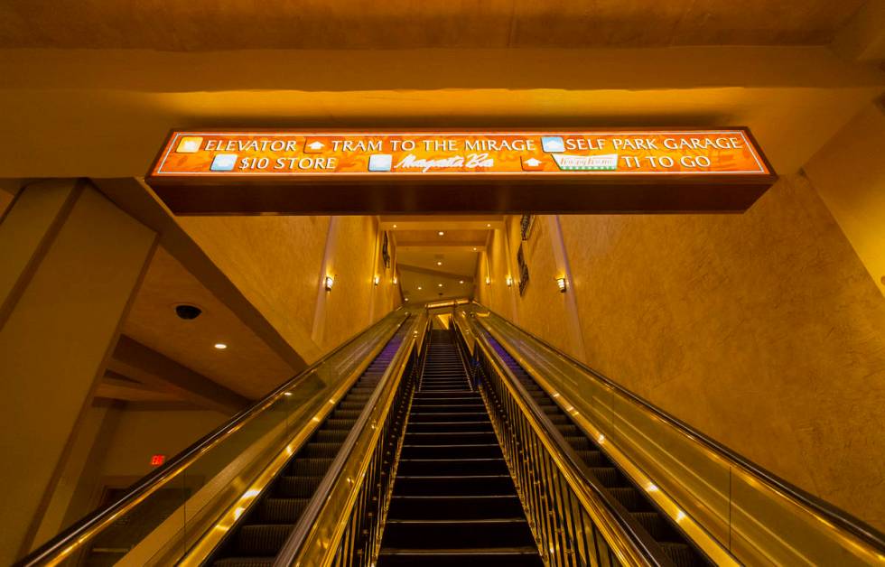 Empty escalators during the closure of TI due to the coronavirus pandemic on Friday, April 10, ...