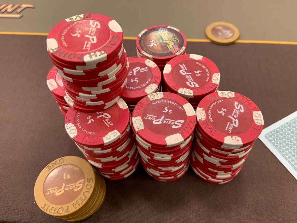 Review-Journal reporter Jim Barnes was up more than $400 in a poker game after winning a big ha ...