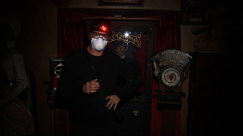 Zak Bagans wears a mask during the production of "Ghost Adventures: Quarantine." (Travel Channel)