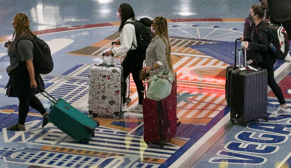 Arriving passengers at McCarran International Airport on Thursday, June 4, 2020, in Las Vegas. ...