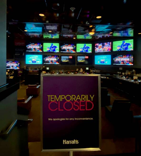 The sports book at Harrah's is temporarily closed as the casino is now open for business again ...