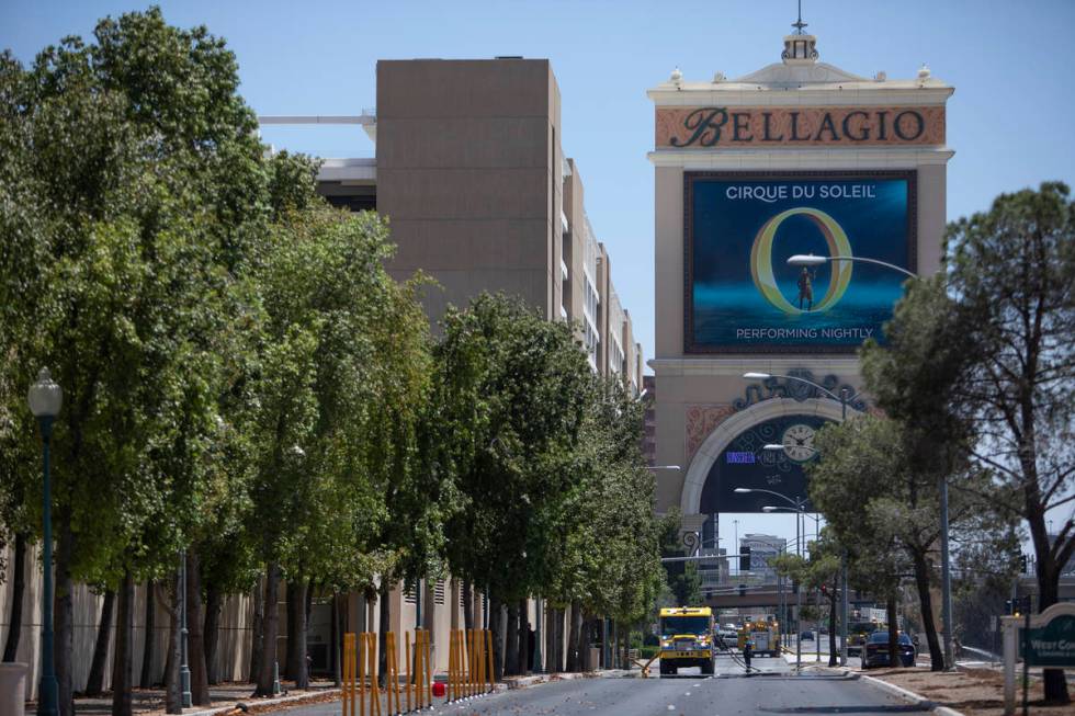 A fire occurred near the employee parking garage at the Bellagio on Saturday, June 6, 2020 in L ...