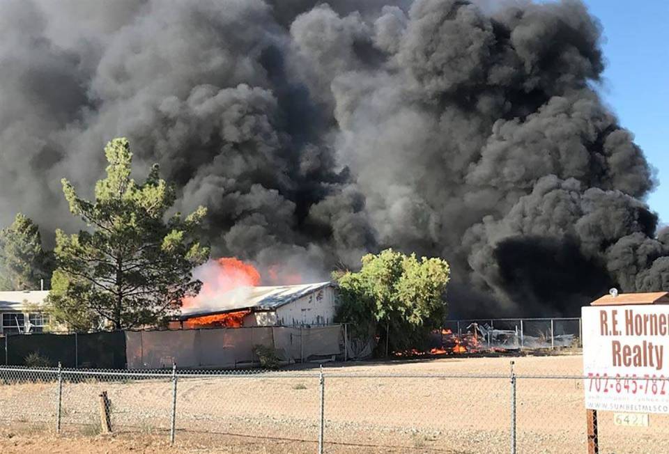 An unoccupied home in the 6000 block of Vicki Ann Road in Pahrump caught fire about 6 p.m. Sund ...