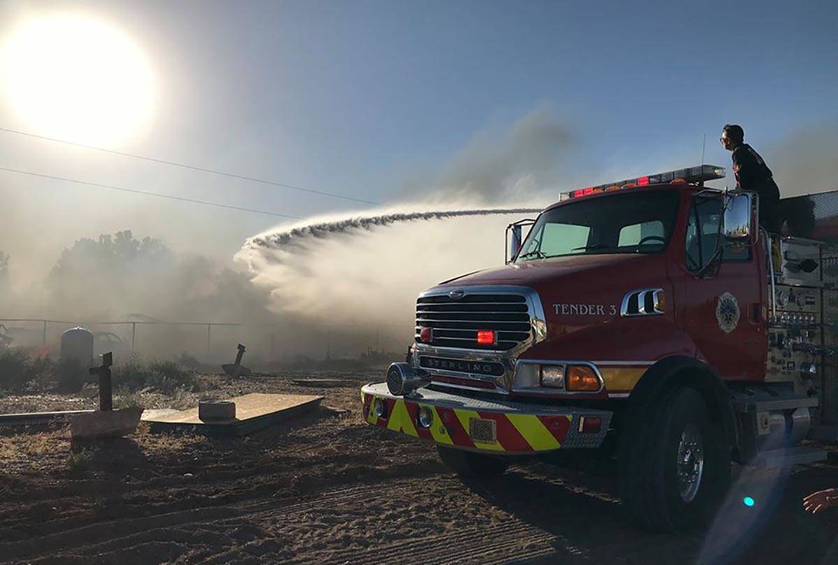 An unoccupied home in the 6000 block of Vicki Ann Road in Pahrump caught fire about 6 p.m. Sund ...