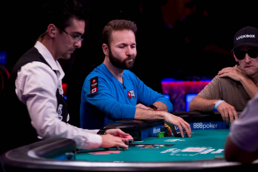 Daniel Negreanu plays in the World Series of Poker $10,000 no-limit hold 'em Main Event at the ...