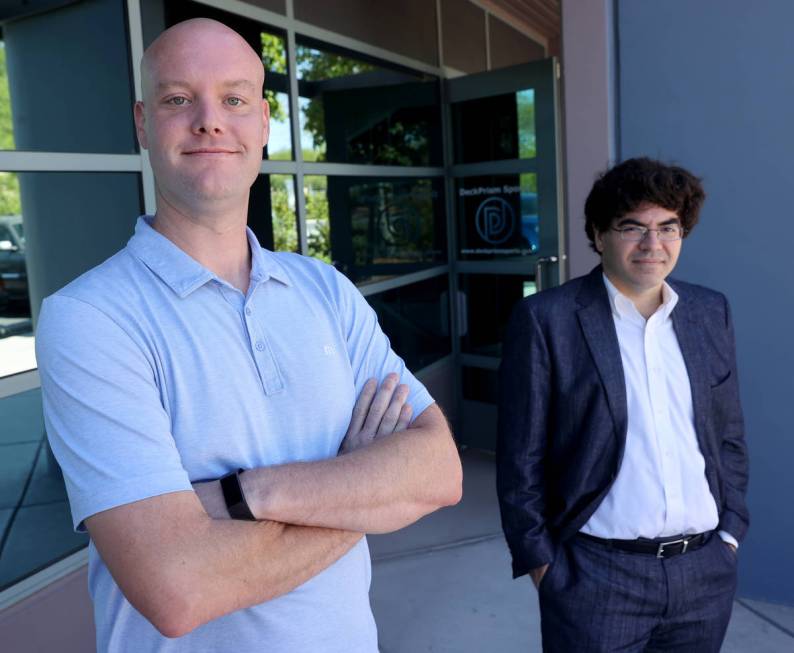 Matthew Davidow, left, and Ed Miller, co-founders of in-play betting company Deck Prism Sports, ...