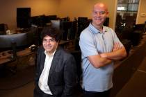 Ed Miller, left, and Matthew Davidow, co-founders of in-play betting company Deck Prism Sports, ...