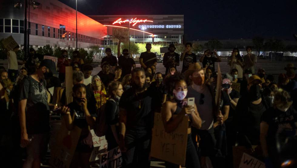 A protest against police brutality reached the Las Vegas Convention Center, organizers' final d ...