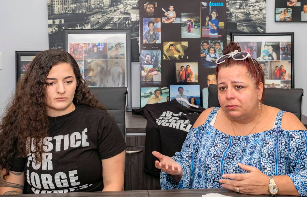 Jazmine Gomez left, and Jeanne Llera, daughter and mother of Jorge Gomez, who was fatally shot ...