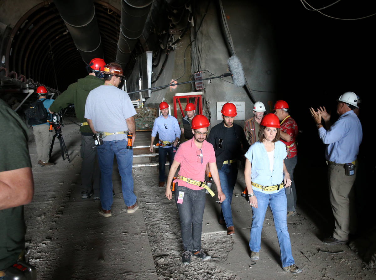 U.S. Sen. Catherine Cortez Masto, D-Nev., takes a tour of Yucca Mountain 90 miles northwest of ...