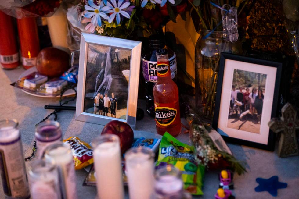 Items left at a memorial for of David Cox, 18, and Brandon Cox, 14, brothers who were killed in ...