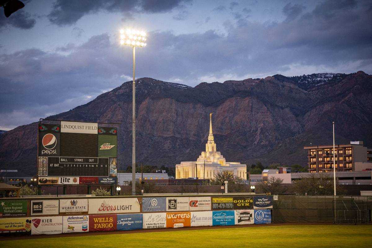 The Wasatch Mountains provide a scenic backdrop for Lindquist Field, home of the Ogden Raptors. ...