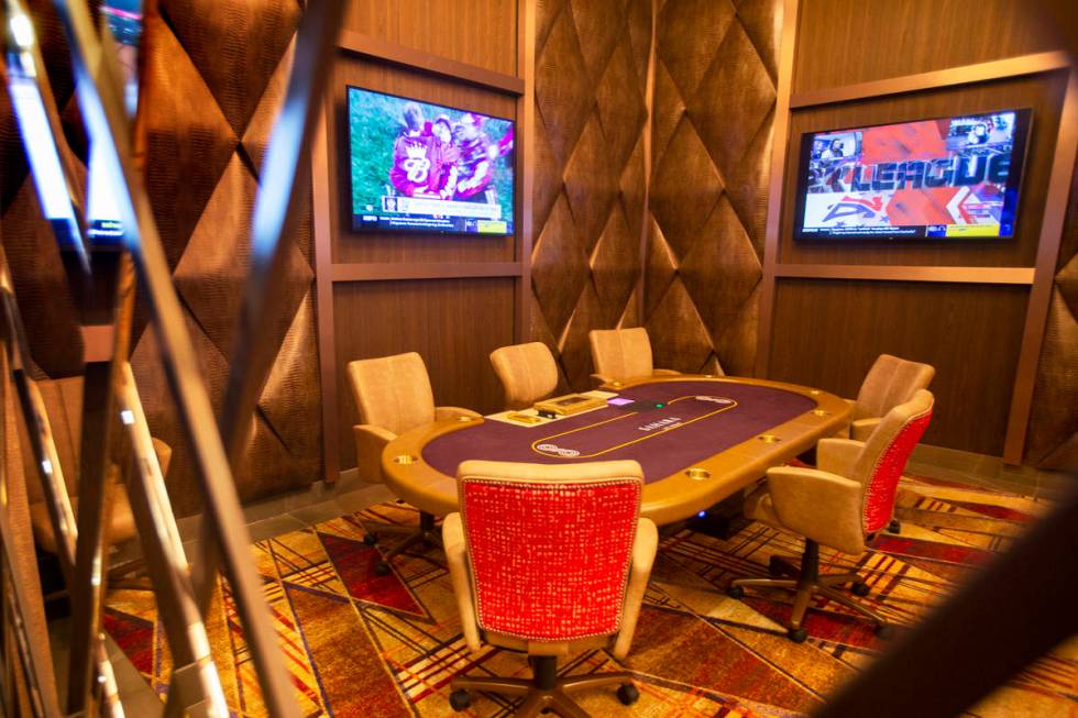 Sahara Las Vegas' poker room on Tuesday, June 16, 2020, in Las Vegas. (Benjamin Hager/Las Vegas ...