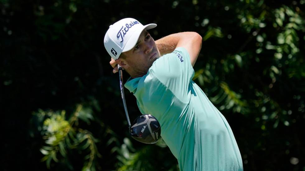 Justin Thomas during the final round of the Charles Schwab Challenge golf tournament at the Col ...