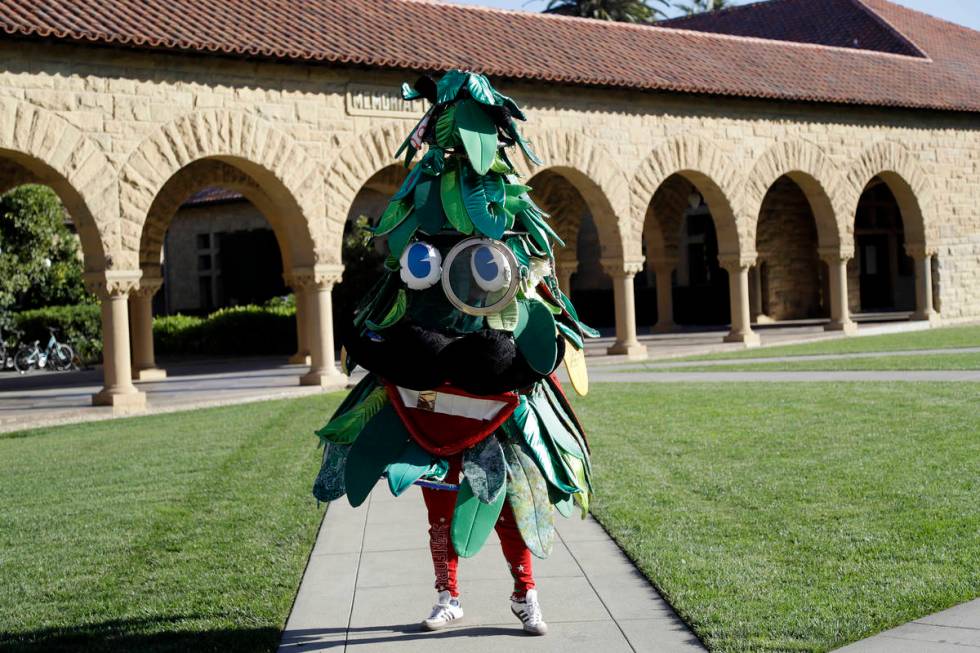 In this Wednesday, Oct. 19, 2016 photo, Stanford University student Sam Weyen, who portrays the ...