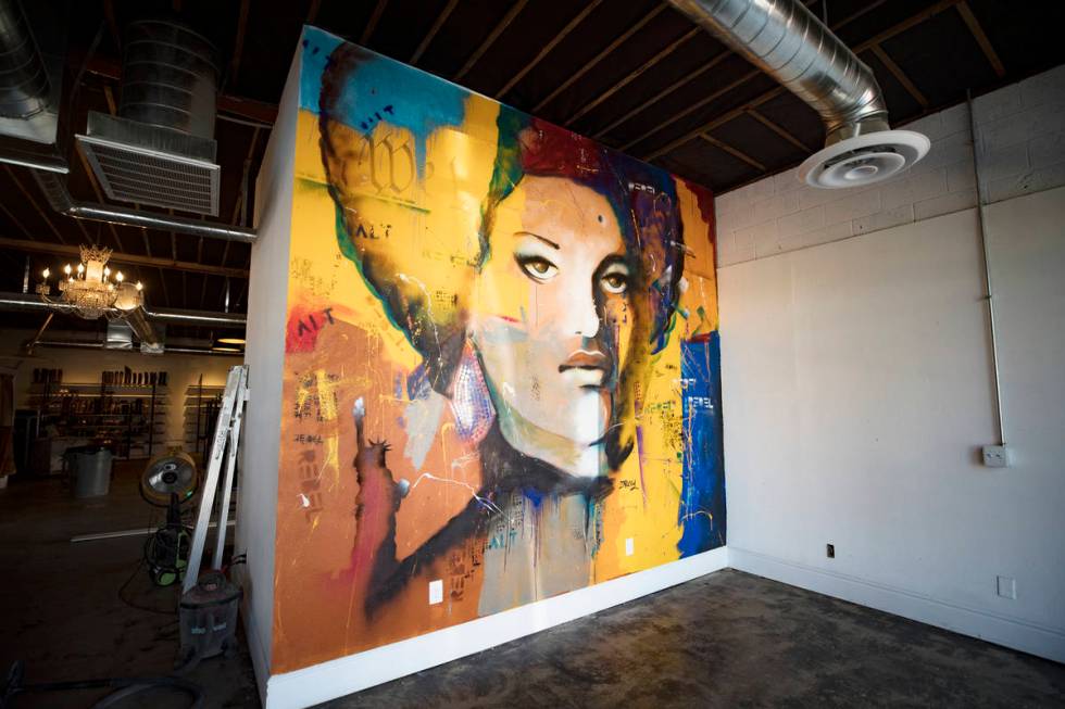 A mural of Kathleen Cleaver, a Black Panthers organizer, by artist Dray at a yet-to-open thrift ...