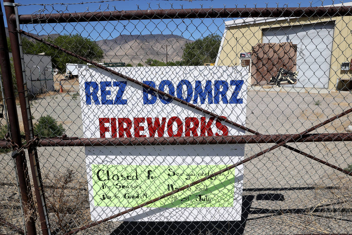 A closed fireworks store at Walker River Indian Reservation in Schurz Thursday, June 18, 2020. ...