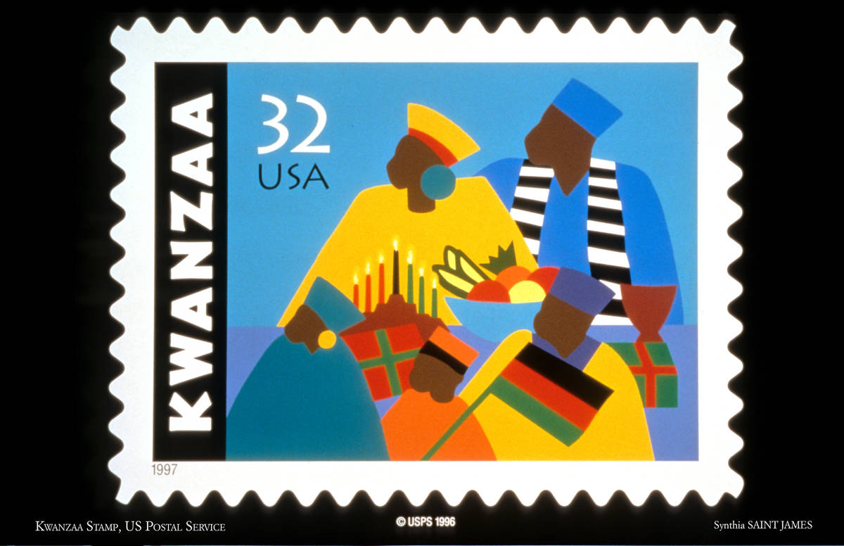 Kwanzaa Commemorative Stamp Synthia Saint James designed for the U.S. Postal Service