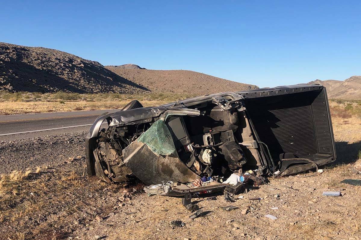 A Ford F-150 involved in a fatal crash on U.S. Highway 95 on Wednesday, June 10, 2020. (Nevada ...