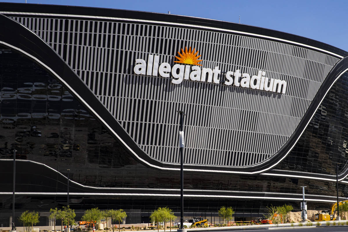 Construction continues on Allegiant Stadium in Las Vegas on Thursday, June 11, 2020. (Chase Ste ...