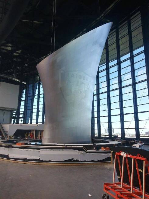 This undated photo shows the construction progress of the eternal flame inside Allegiant Stadiu ...