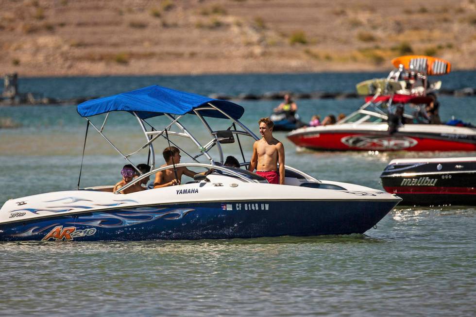People enjoy boating at Lake Mead on Saturday, June 20, 2020, in Boulder City. Nevada is one of ...