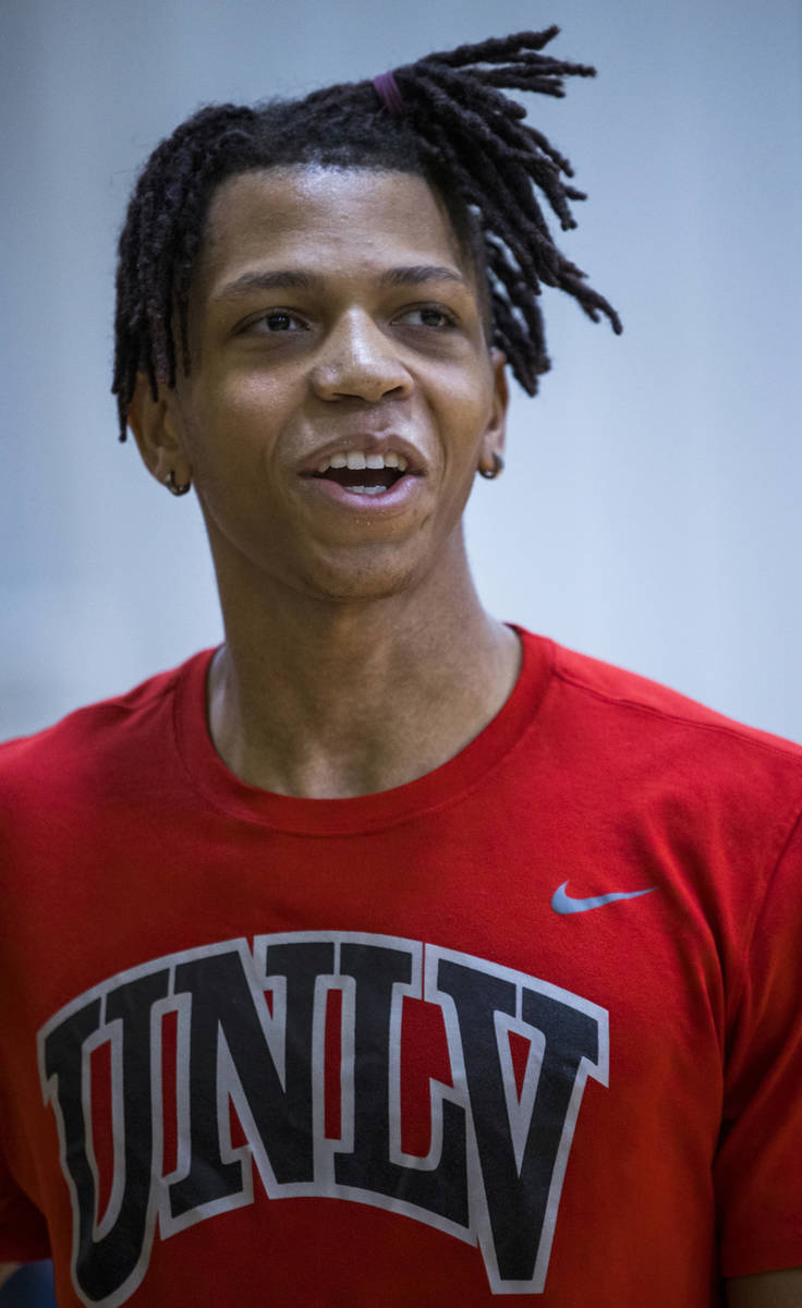 UNLV freshman wing Nick Blake works out on the court at the Tarkanian Basketball Academy on Tue ...