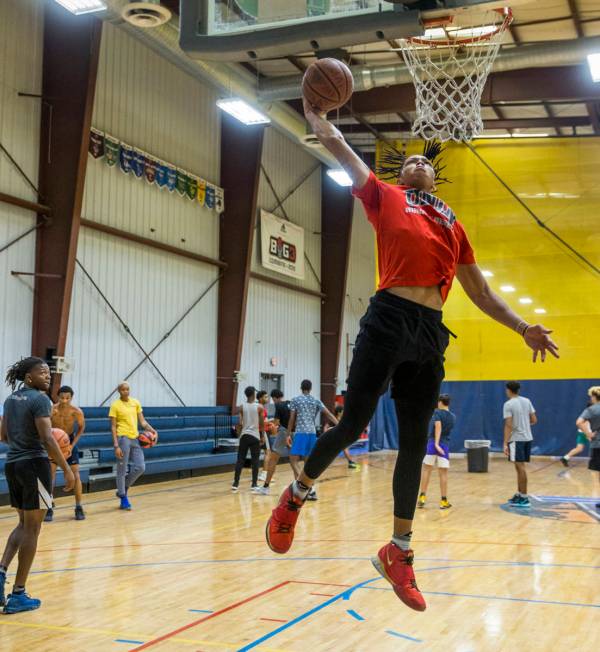 UNLV freshman wing Nick Blake elevates for a dunk on the court at the Tarkanian Basketball Acad ...