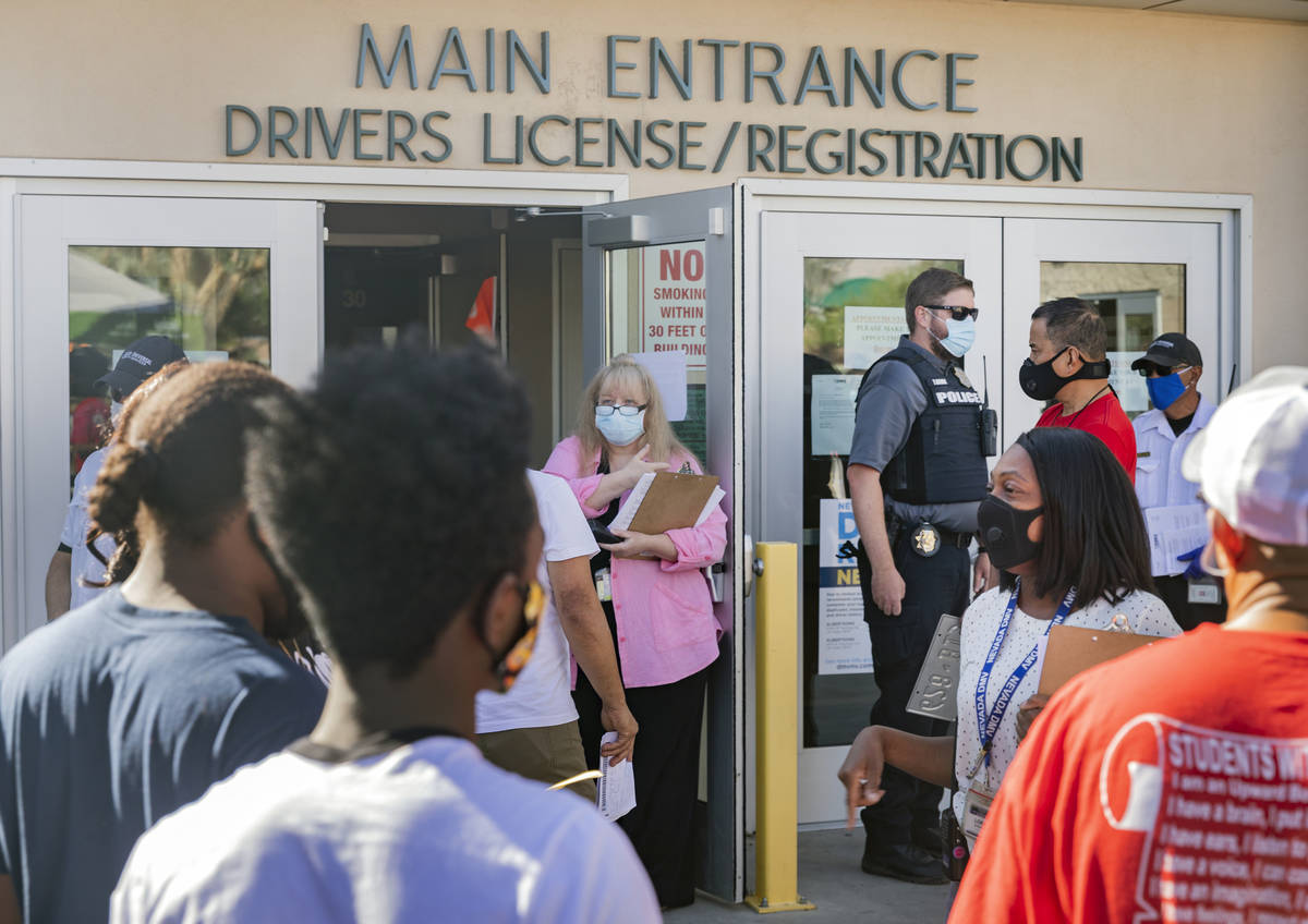 Instructions are given to individuals without appointments previously made to leave the line, a ...