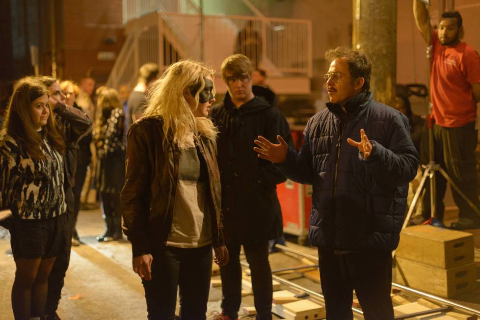 Dakota Fanning and writer-director Gerardo Naranjo in the alley behind Downtown Cocktail Room w ...