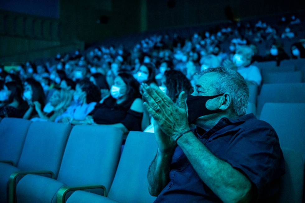 The audience is shown at the reopening of "Wow To The Future" at Isrotel Royal's Garden Theater ...