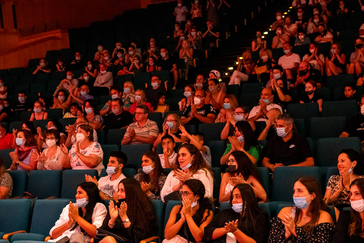 The audience is shown at the reopening of "Wow To The Future" at Isrotel Royal's Garden Theater ...