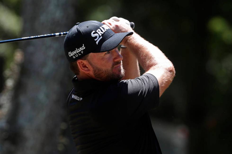 Graeme McDowell of Northern Ireland, hits from the 16th tee, during the first round of the RBC ...