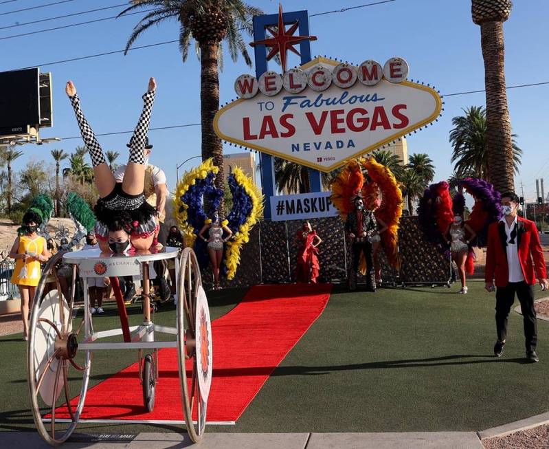 Cirque Mechanics Trike Rover "walks" the red carpet at the Welcome to Fabulous Las Ve ...