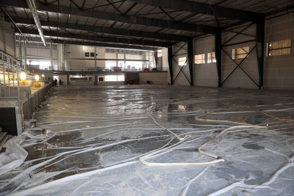 An ice rink inside the Henderson Silver Knights practice facility Lifeguard Arena in Henderson ...