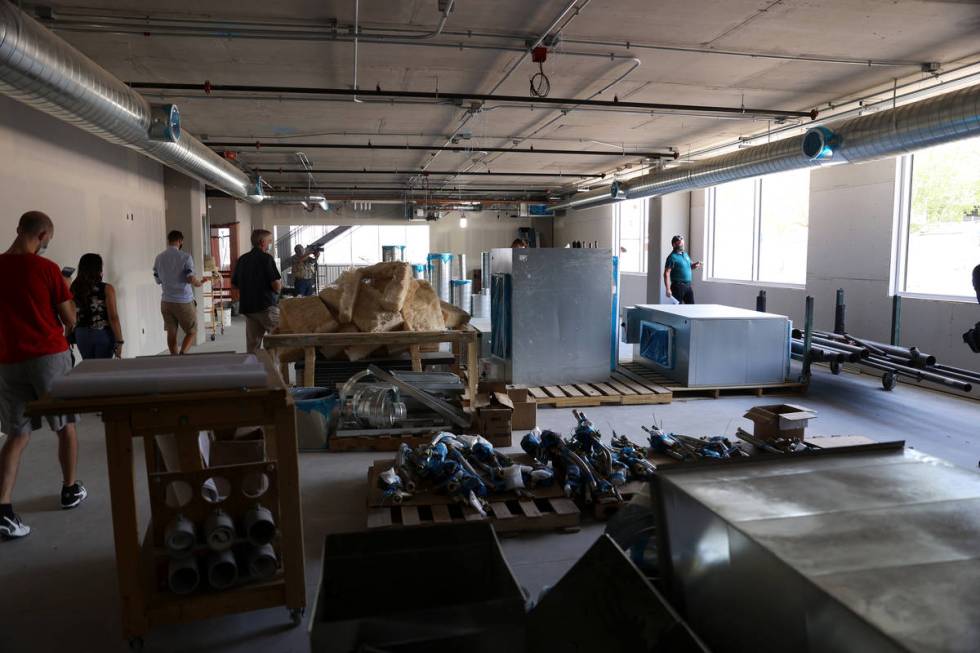 A merchandise store under construction at the Henderson Silver Knights practice facility Lifegu ...