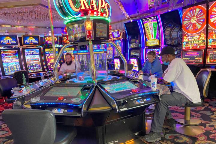 Gamblers at Four Queens in downtown Las Vegas on Friday, June 26, 2020. (K.M. Cannon/Las Vegas ...