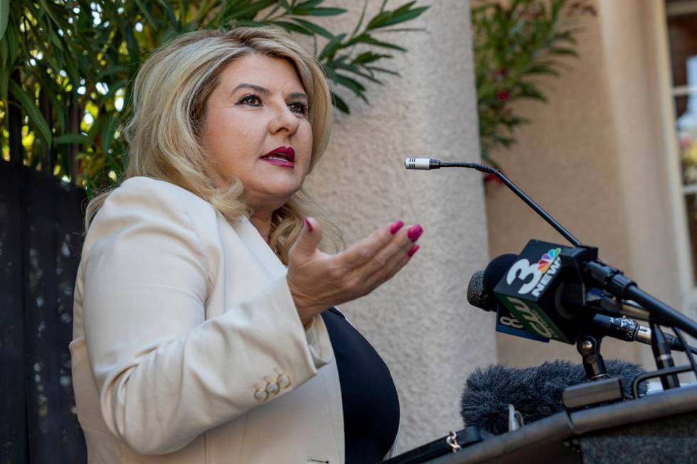 Las Vegas Councilwoman Michele Fiore holds a news conference at her home in Las Vegas on Thursd ...