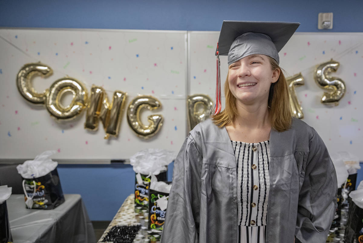 Arbor View High School graduate Joselyn Smith smiles during a graduation celebration at the Cla ...