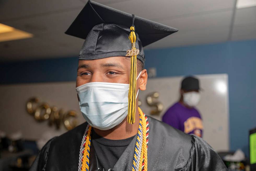 Jaden Hines, 18, a graduate of Nevada State High School, is seen during a graduation celebratio ...