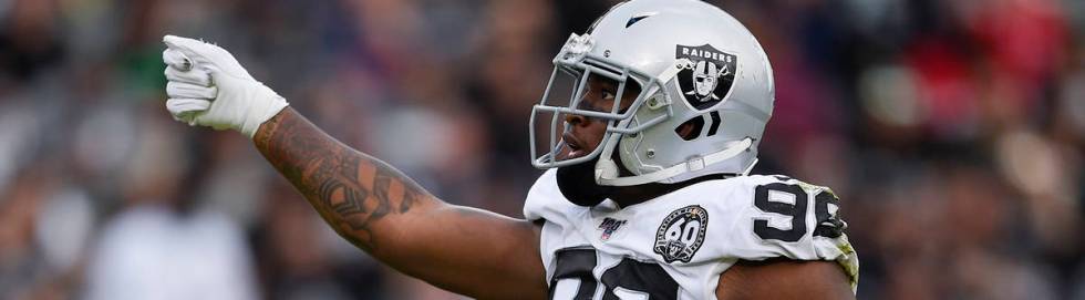 Oakland Raiders defensive end Clelin Ferrell in action during the second half of an NFL footbal ...