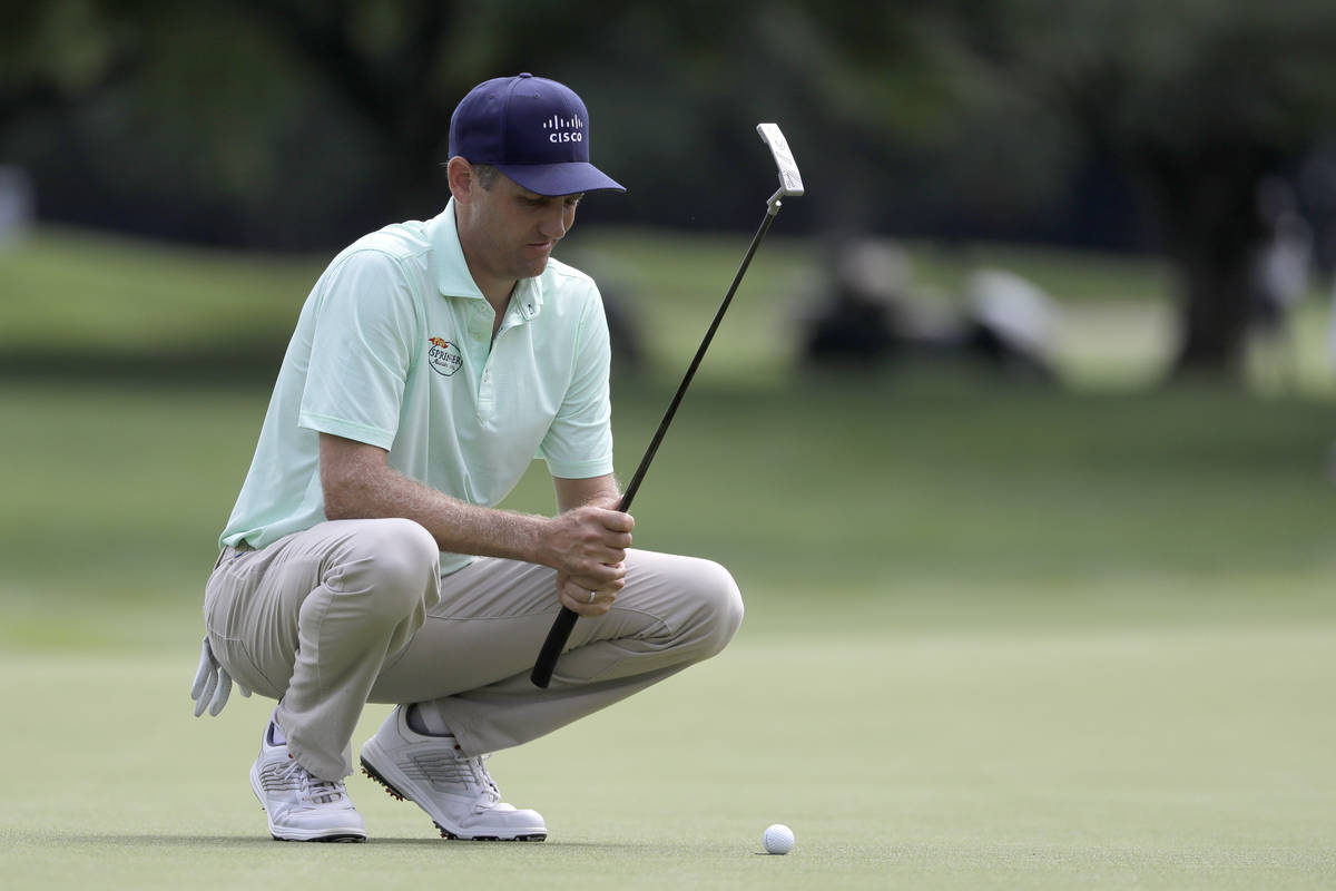 Brendon Todd lines up his shot on the fifth green during the final round of the Travelers Champ ...