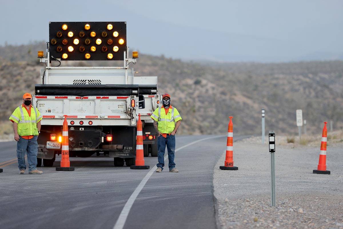 Kyle Canyon Road is closed 9.2 miles up from U.S. Highway 95 as crews battle the Mahogany Fire ...