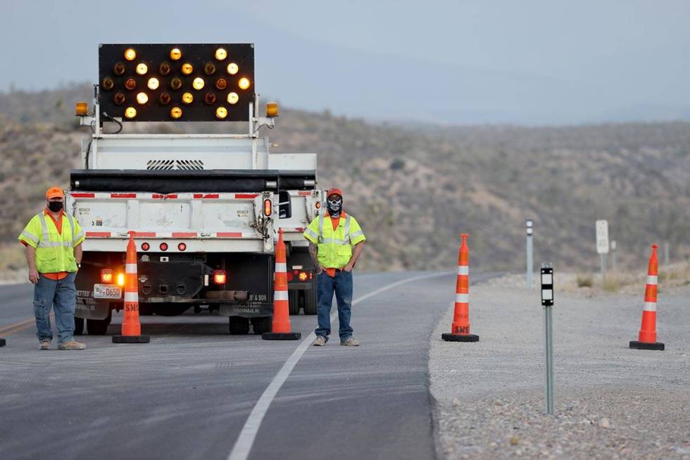 Kyle Canyon Road is closed 9.2 miles up from U.S. Highway 95 as crews battle the Mahogany Fire ...