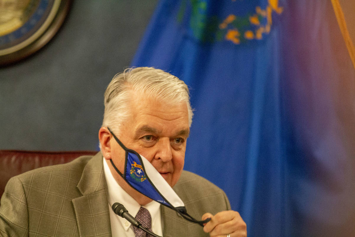 Gov. Steve Sisolak speaks during a press conference in Carson City on Wednesday, June 24, 2020, ...