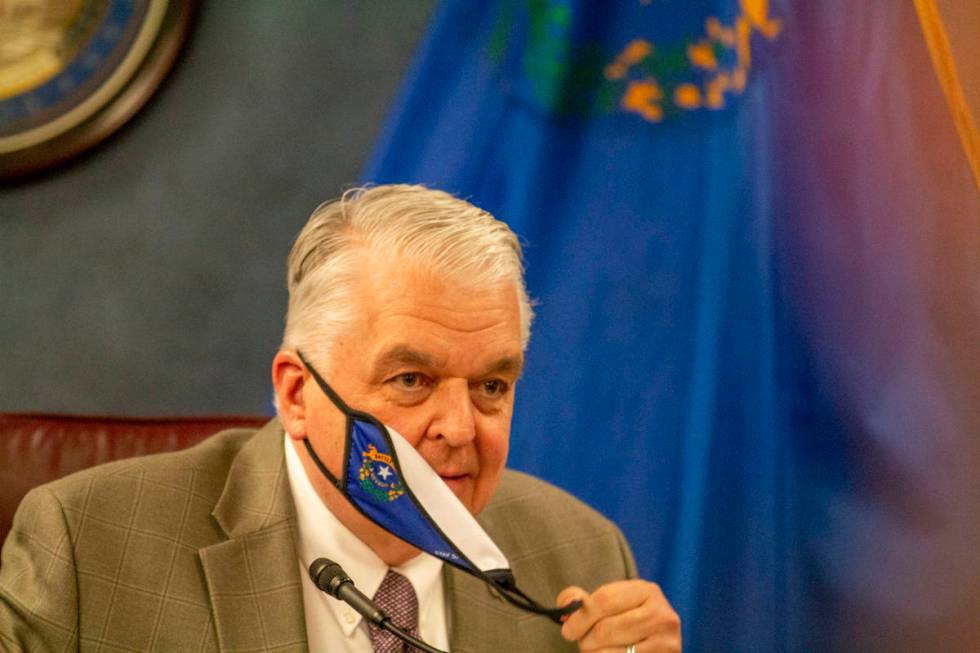 Gov. Steve Sisolak speaks during a press conference in Carson City on Wednesday, June 24, 2020, ...