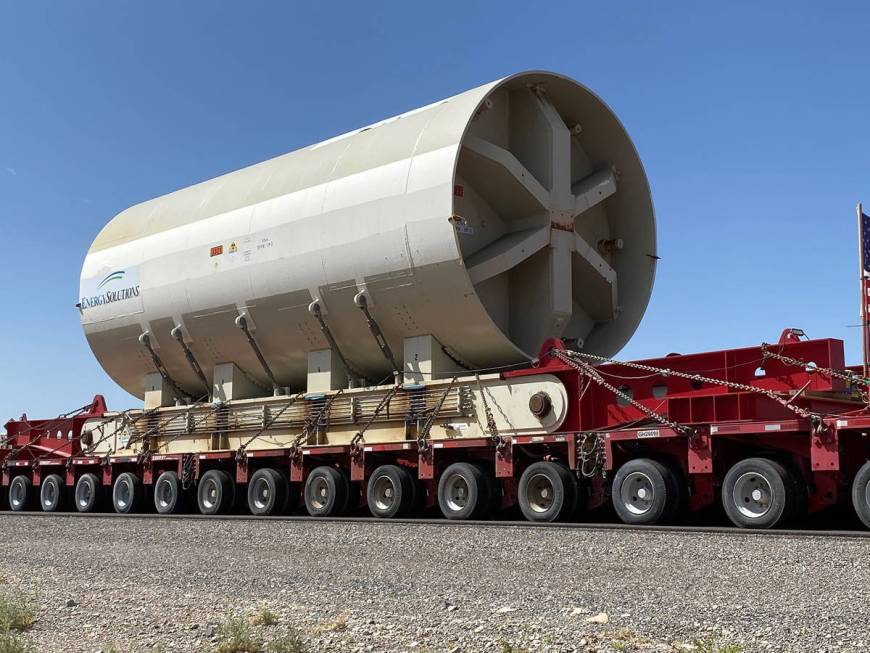 The 1.5 million-pound, 16.5-foot-diameter decommissioned reactor pressure vessel from Southern ...