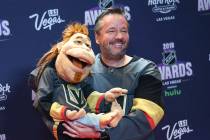 Terry Fator poses on the red carpet ahead of the NHL Awards at the Hard Rock Hotel in Las Vegas ...