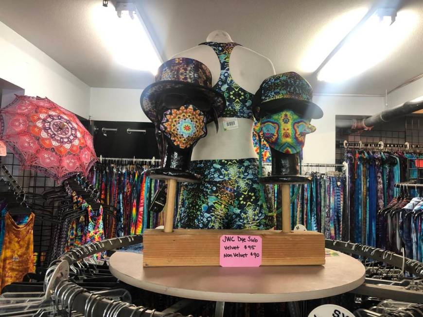 The Arts District tie-dye apparel shop Jammin On Vegas is selling hand-dyed face masks in adult ...